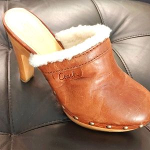 Coach wooden leather shoes